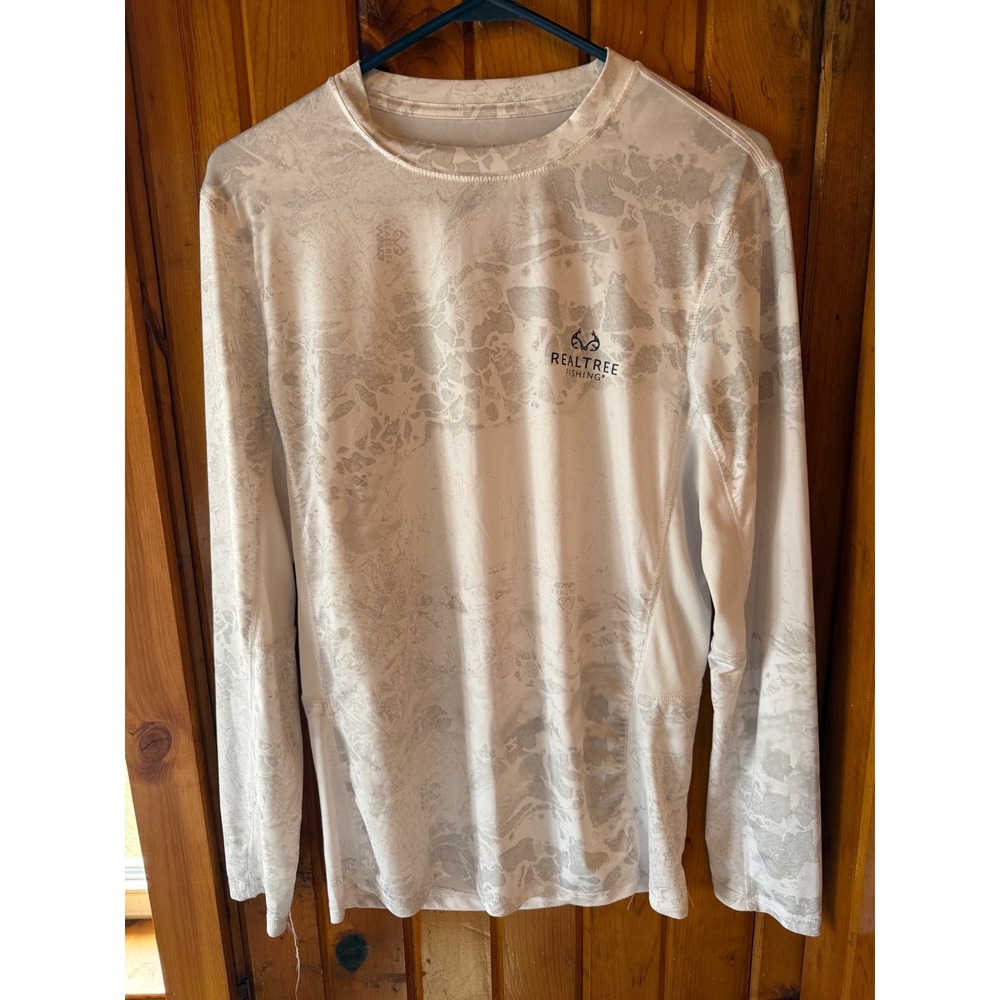 Realtree Fishing Mens Long Sleeve Performance Camo Shirt White‎ Grey Small